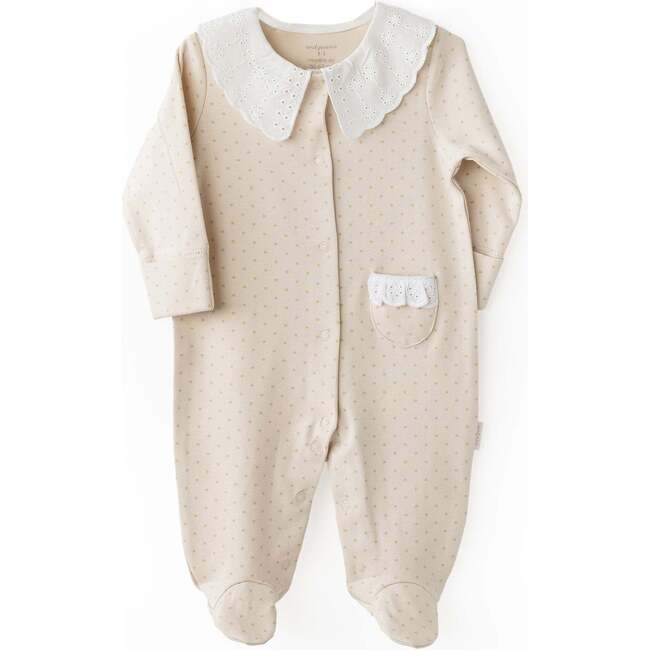 Lace Petal Romper, Beige