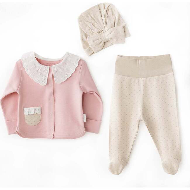 Lace & Dots Baby Outfit, Pink