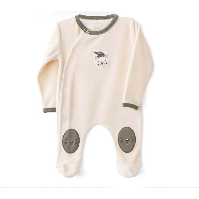 Bear Patch Sleepsuit, Cream