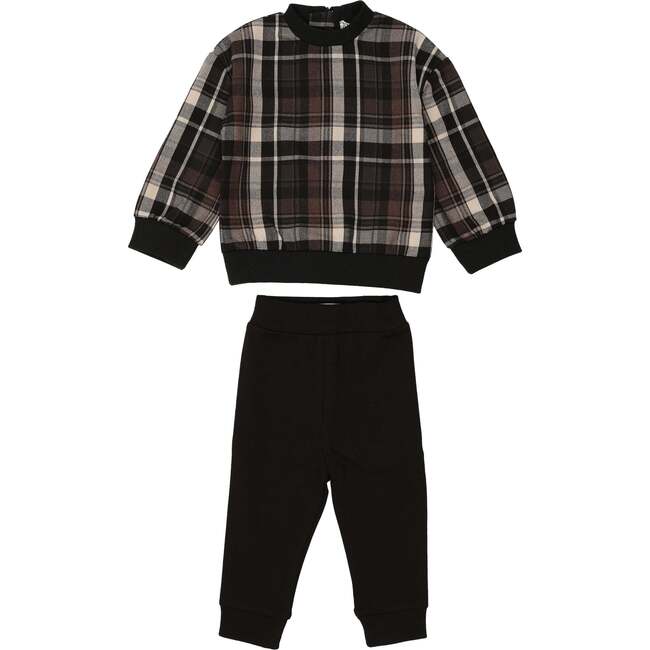 Winter Plaid Unisex Baby Set, Black