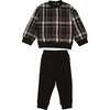 Winter Plaid Unisex Baby Set, Black - Mixed Apparel Set - 1 - thumbnail