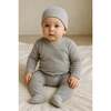 Velour Wrap Footie and Beanie Set, Grey - Footie Pajamas - 2