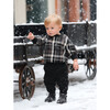 Winter Plaid Unisex Baby Set, Black - Mixed Apparel Set - 3