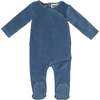 Velour Wrap Footie, Navy - Footie Pajamas - 1 - thumbnail