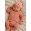 Velour Pocket Footie and Beanie Set, Baby Pink - Footie Pajamas - 2