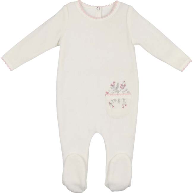 Velour Pocket Footie, White