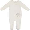 Velour Pocket Footie, White - Footie Pajamas - 1 - thumbnail