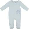 Velour Pocket Footie, Pale Blue - Footie Pajamas - 1 - thumbnail