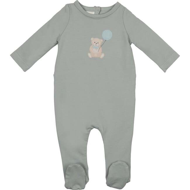 Teddy Printed Footie, Steel Blue
