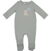 Teddy Printed Footie, Steel Blue - Footie Pajamas - 1 - thumbnail