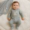 Teddy Printed Footie, Steel Blue - Footie Pajamas - 2