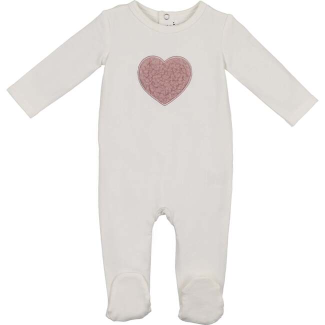 Sherpa Heart Footie, Off White