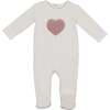 Sherpa Heart Footie, Off White - Footie Pajamas - 1 - thumbnail