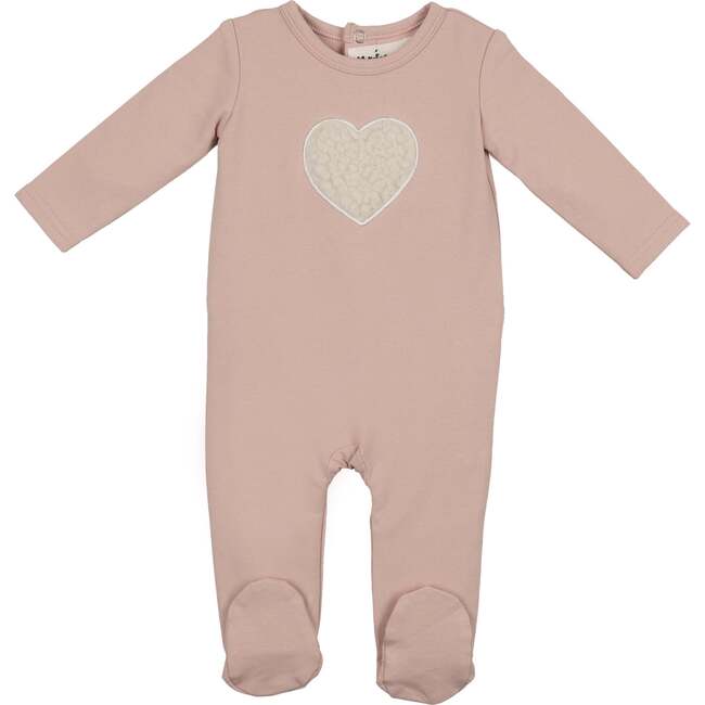 Sherpa Heart Footie, Dusty Mauve