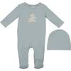 Sherpa Bear Footie and Beanie Set, Sky Blue - Footie Pajamas - 1 - thumbnail