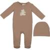Sherpa Bear Footie and Beanie Set, Taupe - Footie Pajamas - 1 - thumbnail