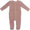 Ribbed Velour Footie and Beanie Set, Mauve - Footie Pajamas - 1 - thumbnail