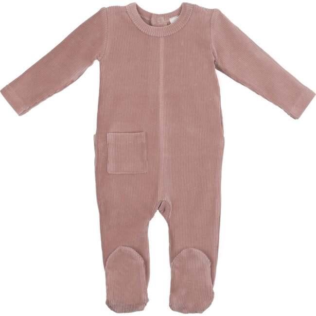 Ribbed Velour Footie, Mauve