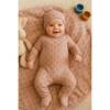 Printed Floral Footie and Beanie Set, Dusty Mauve - Footie Pajamas - 2