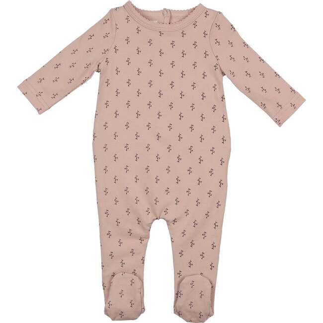 Printed Floral Footie, Dusty Mauve