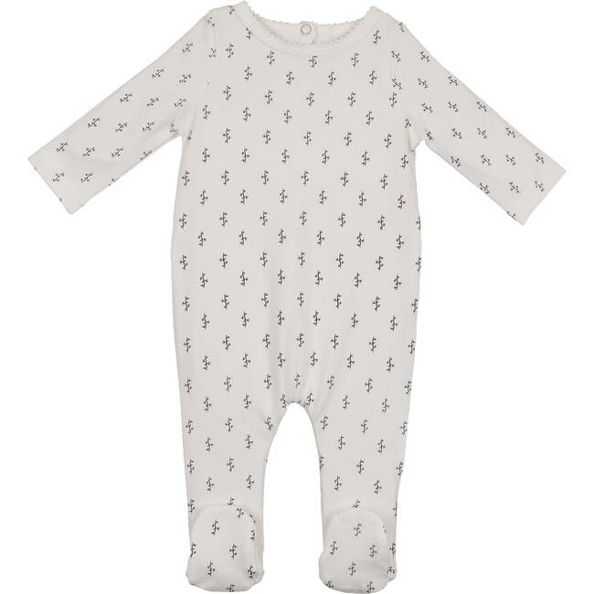 Printed Floral Footie, Off White