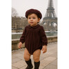 Plaid Collar Girls Romper, Wine - Rompers - 2