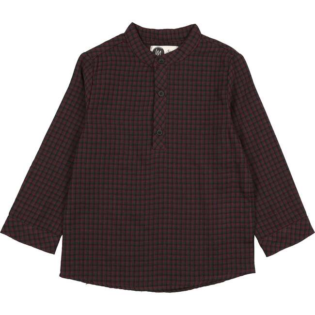 Plaid Collar Boys Shirt, Wine