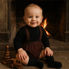 Plaid Collar Boys Overalls, Wine - Overalls - 2