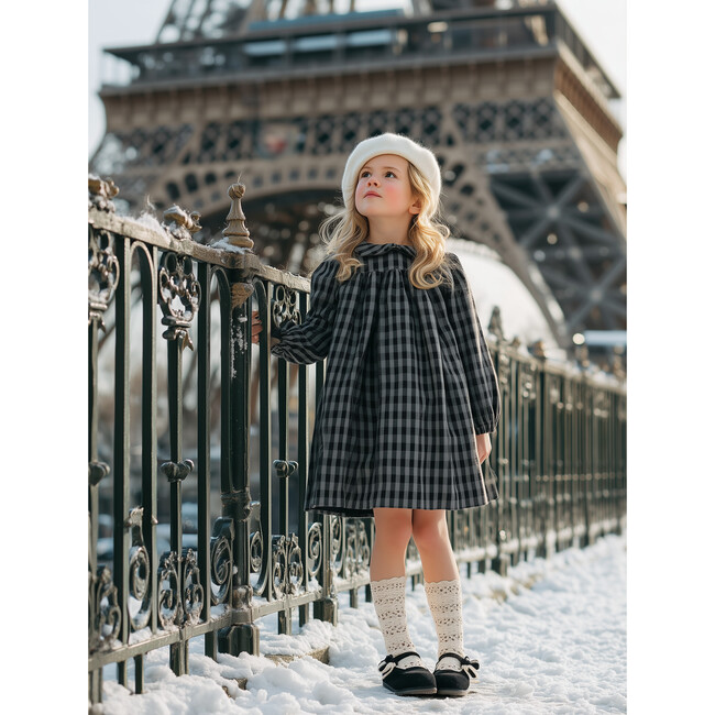 Plaid Collar Dress, Black - Dresses - 2