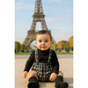 Plaid Collar Boys Overalls, Black - Overalls - 2