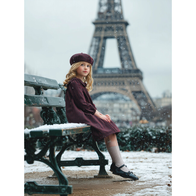 Plaid Collar Dress, Wine - Dresses - 2