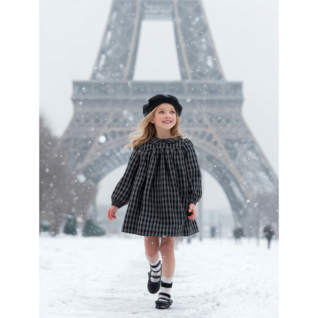 Plaid Collar Dress, Black - Dresses - 3
