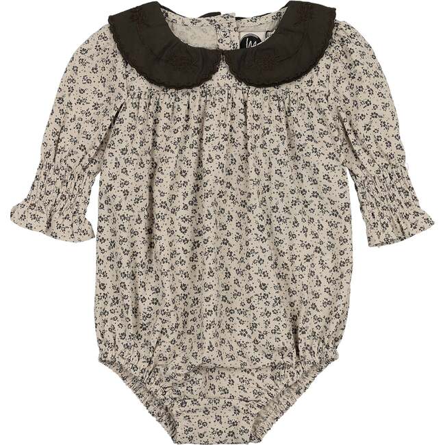 Eyelet Smocked Romper, Olive