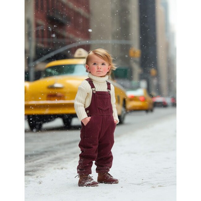 Denim Edit Girl Overalls, Burgundy - Overalls - 2