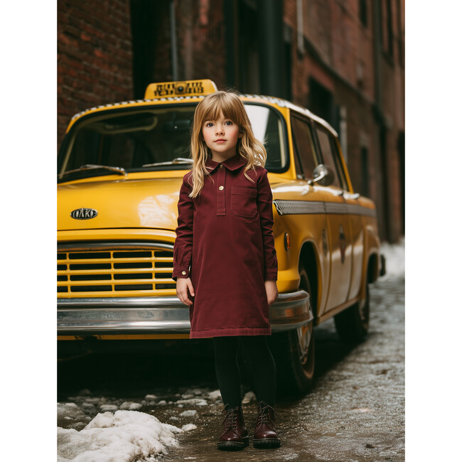 Denim Edit Dress, Burgundy - Dresses - 3
