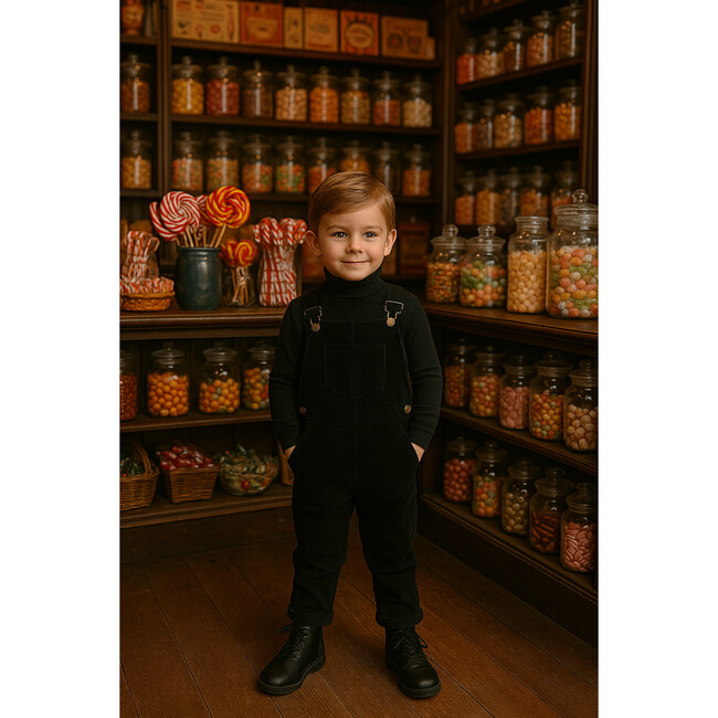 Denim Edit Boy Overalls, Black - Overalls - 2