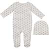 Crown Wrap Footie and Beanie Set, Off White - Footie Pajamas - 1 - thumbnail