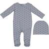 Crown Wrap Footie and Beanie Set, Sky Blue - Footie Pajamas - 1 - thumbnail