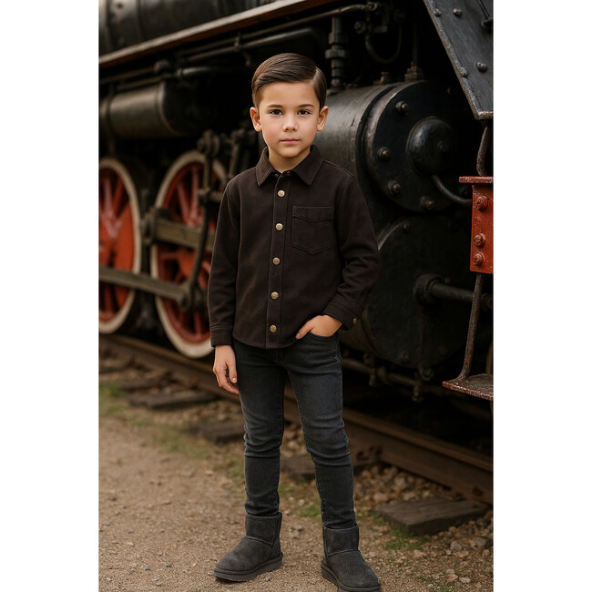 Denim Edit Button Down Shirt, Black - Button Downs - 2