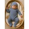 Crown Wrap Footie and Beanie Set, Sky Blue - Footie Pajamas - 2