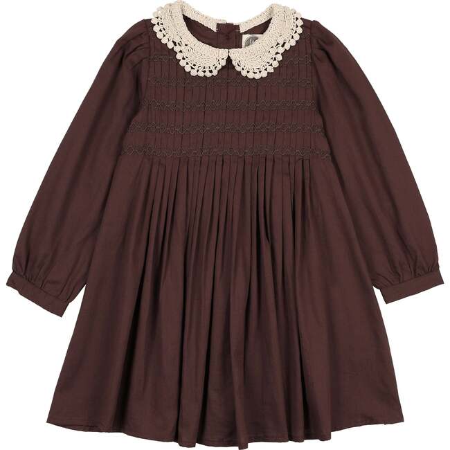 Crochet Collar Dress, Brown