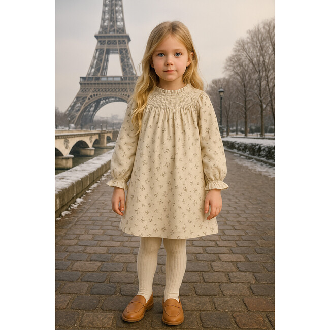 Brushed Floral Dress, Cream - Dresses - 3