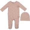 Bow Wrap Footie and Beanie Set, Dusty Mauve - Footie Pajamas - 1 - thumbnail