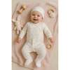 Bow Wrap Footie and Beanie Set, Off White - Footie Pajamas - 2