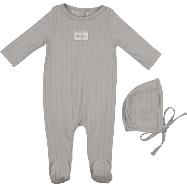 Bebe Pointelle Footie and Beanie Set, Cloud