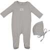 Bebe Pointelle Footie and Beanie Set, Cloud - Footie Pajamas - 1 - thumbnail