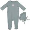 Bebe Pointelle Footie and Beanie Set, Blue - Footie Pajamas - 1 - thumbnail