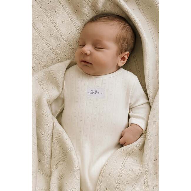 Bebe Pointelle Footie and Beanie Set, Ivory - Footie Pajamas - 2