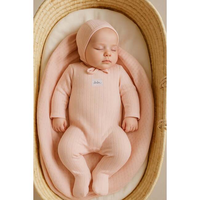 Bebe Pointelle Footie and Beanie Set, Berry - Footie Pajamas - 2