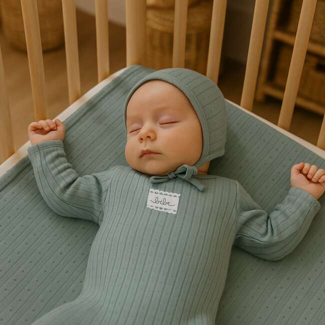 Bebe Pointelle Footie and Beanie Set, Blue - Footie Pajamas - 2